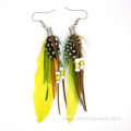 Cheap Bohemian Ethnic Feather Earrings Beaded Hook Earrings